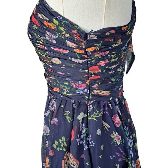 MAC DUGGAL Navy One Shoulder Cutout Floral Gown Floral Prom Formal Dress Size 0 - Picture 12 of 16